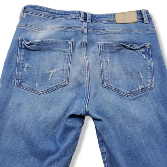 Zara Jeans Size 6 Trafaluc Denim Makers Jeans Distressed Destroyed Frayed Hem - Picture 4 of 6